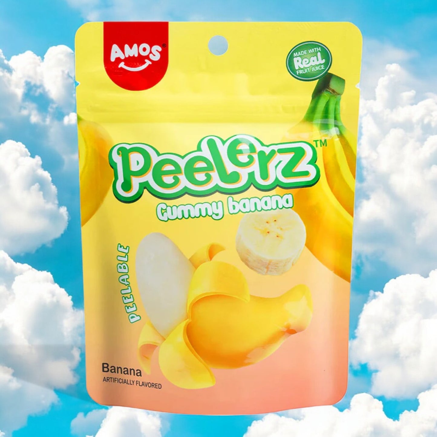 Amos Banana Peelerz - Bonbons gommeux pelables (62 g) - Éplucheurs de fruits et friandises