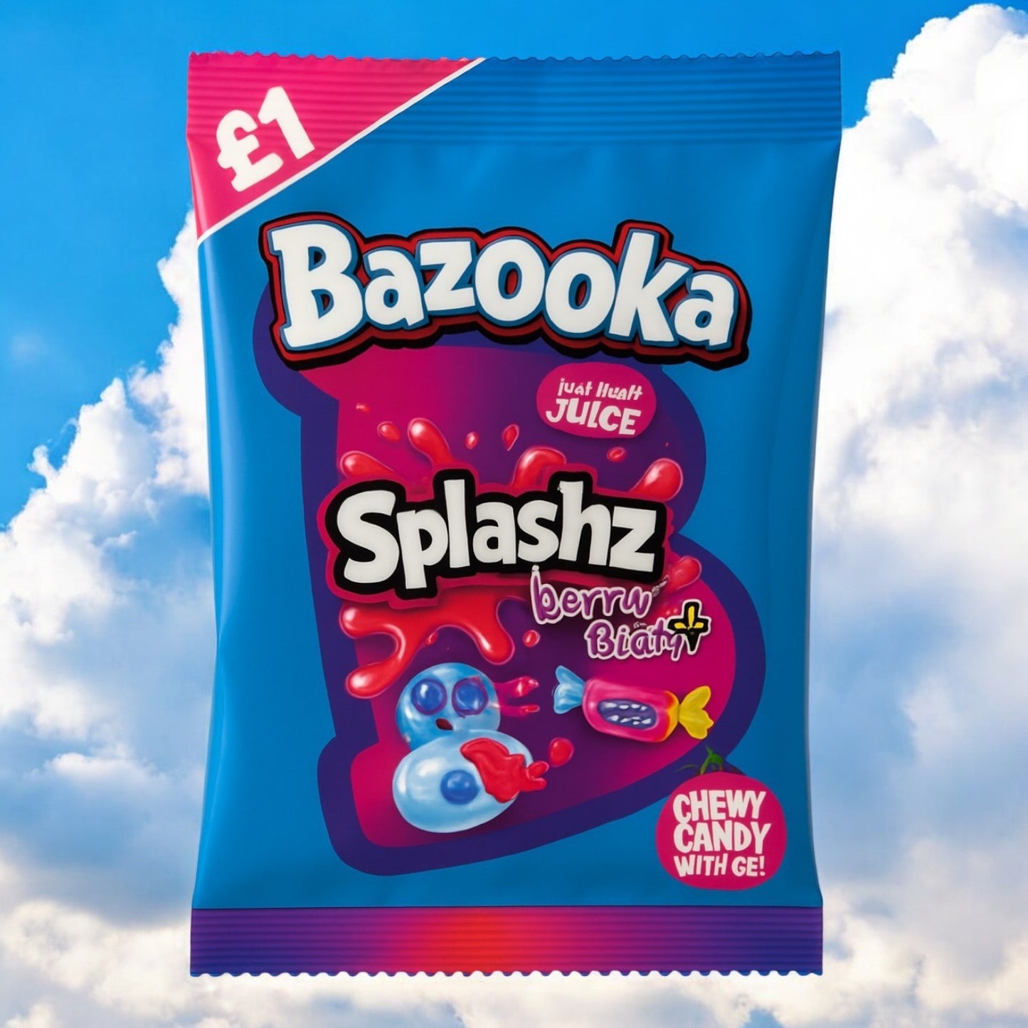 Bazooka Splashz Berry Blast Price Marked British Peg Bag 120g