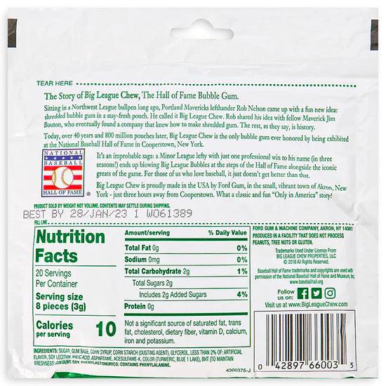 Ford Gum Big League Chew Bubble Gum - Ground Ball Grape đâŸ