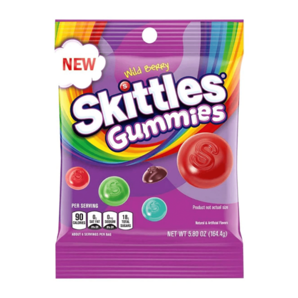 Skittles Gummies Wild Berry Peg Bag 5.8oz 🍇🍓🍒