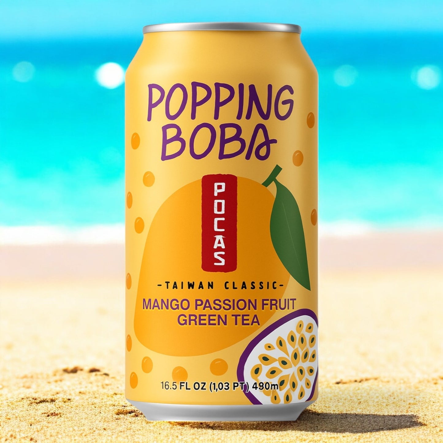 Pocas Popping Boba Mangue Fruit de la Passion Thé Vert – 488ml 🥭✨