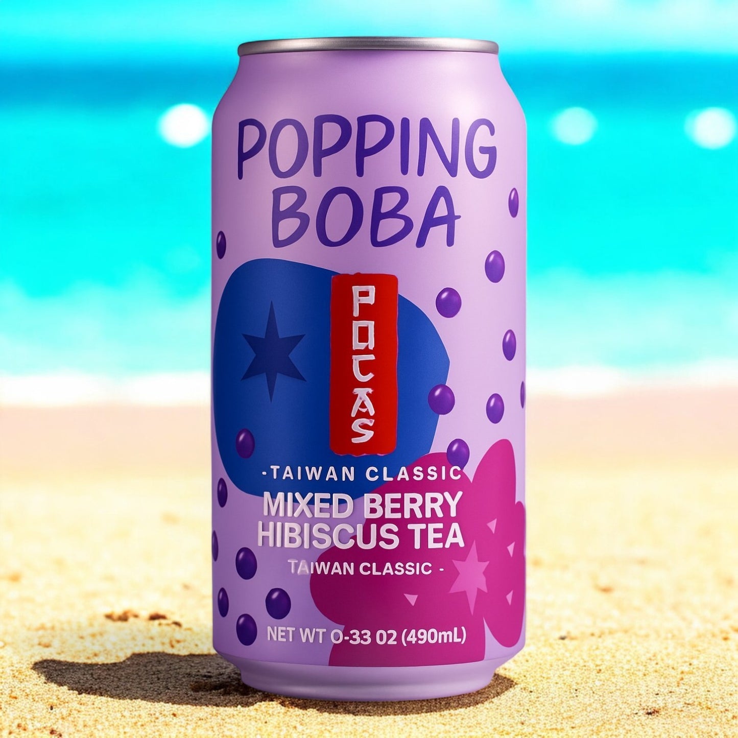 Pocas Popping Boba Baies Mélangées Thé Hibiscus – 488ml 🍓🌸
