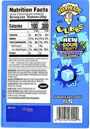Warheads Blue Raspberry Cubes Theater Box - 3oz 🍬💥