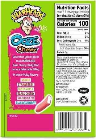 Warheads Ooze Chewz TB 3.5oz 🍭💥