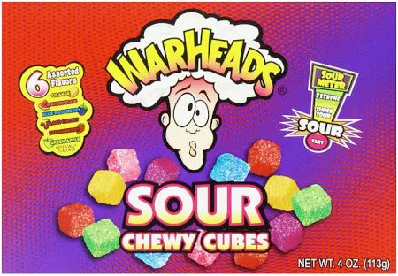 Warheads Sour Chewy Cubes - Theater Box Style - 4oz 🍬💥