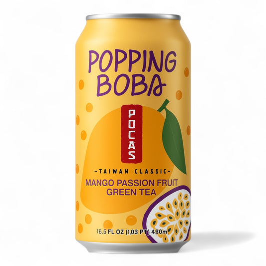 Pocas Popping Boba Mangue Fruit de la Passion Thé Vert – 488ml 🥭✨