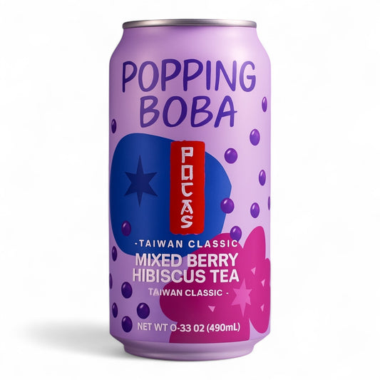 Pocas Popping Boba Baies Mélangées Thé Hibiscus – 488ml 🍓🌸